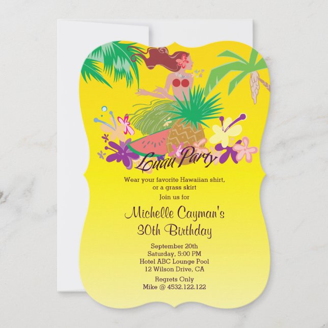 Invitation Aloha fête d'anniversaire de Luau (Devant)
