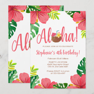 Invitation Aloha, fête d'anniversaire hawaïenne