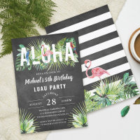 Aloha Flamant rose Oiseaux tropicaux Black Luau An