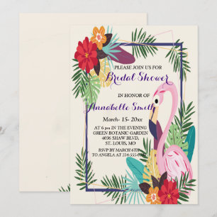 Invitation Aloha Flamant rose tropical