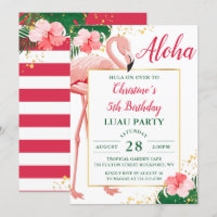 Aloha Flamant rose tropical rose Floral Luau Anniv