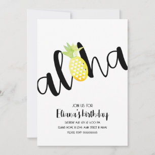 Invitation Aloha Hawaii Luau, minimaliste fête d'anniversaire