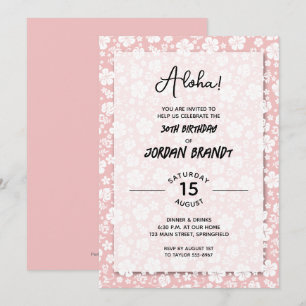 Invitation Aloha Hawaiian Floral rose fête d'anniversaire