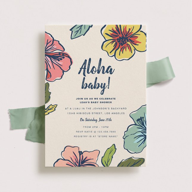 Invitation Aloha Hawaiian Flowers Baby shower (Créateur téléchargé)