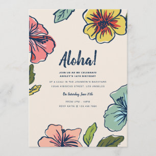 Invitation Aloha le Hawaïen fleurit la partie d'été
