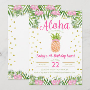 Invitation Aloha Luau Anniversaire Anniversaire Anniversaire 