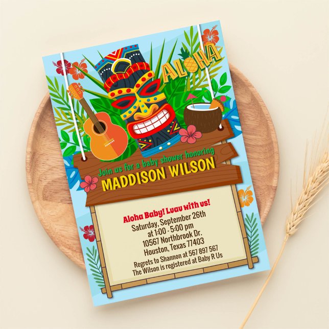 Invitation Aloha Luau Baby shower tropical hawaïen (Créateur téléchargé)