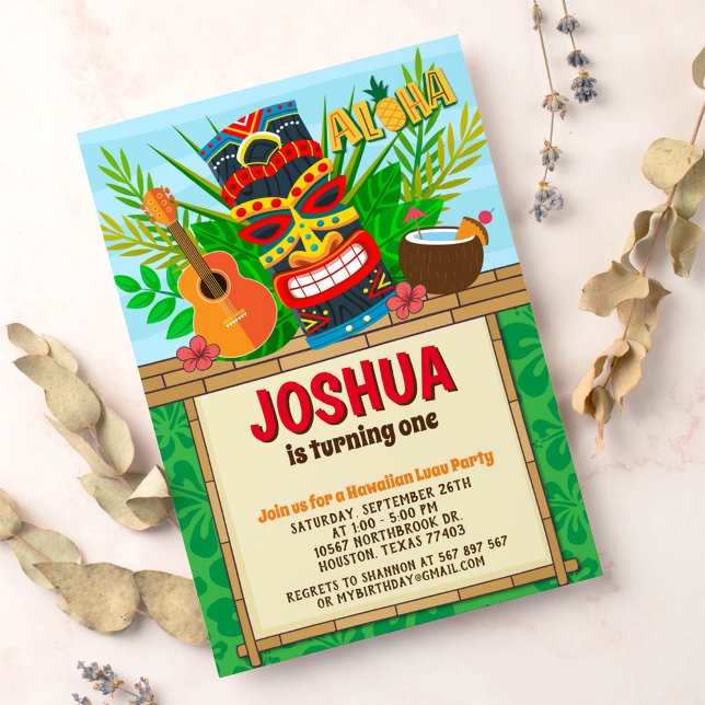Invitation Aloha Luau Hawaiian Tropical Summer Birthday (Créateur téléchargé)