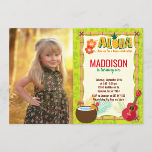 Invitation Aloha Luau Hawaiian Tropical Summer Birthday Photo