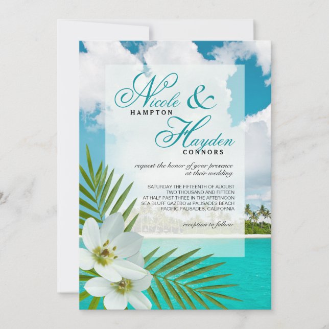 Invitation Aloha mariage de recouvrement de vélin de Faux de (Devant)