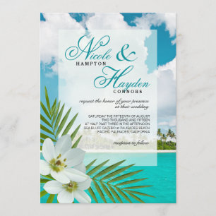Invitation Aloha mariage de recouvrement de vélin de Faux de