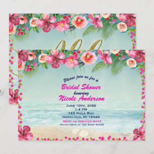 Invitation ALOHA Or Tropical de plage d'Hibiscus d'été Luau