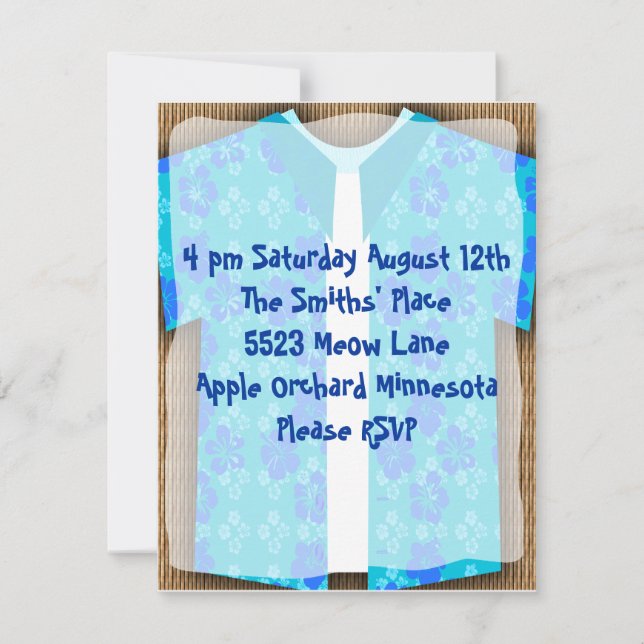 Invitation Aloha Shirt Luau Tiki Party (Devant)
