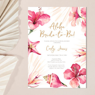Invitation Aloha Summer Tropical Pink Bridal Shower