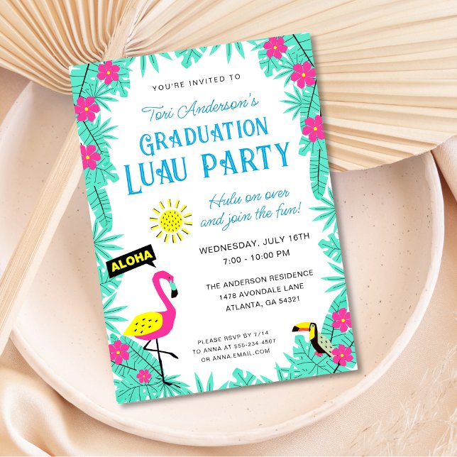 Invitation Aloha Tropical Hawaiian Graduation Luau Party (Créateur téléchargé)