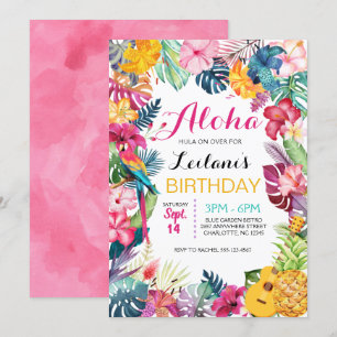 Invitation Aloha Tropical Luau Anniversaire