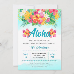 Invitation Aloha Tropical Luau fête d'anniversaire