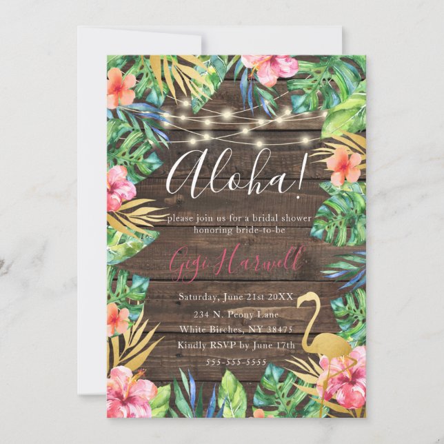 Invitation Aloha Tropical Luau Fête des mariées hawaïenne (Devant)