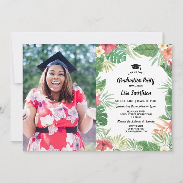 Invitation Aloha Tropical Luau Summer Flora Photo (Devant)