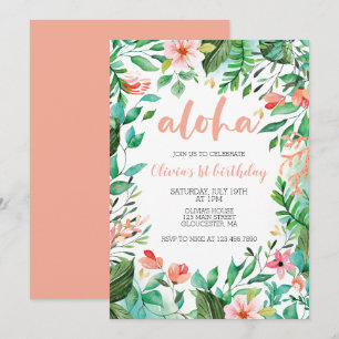 Invitation Aloha Tropical premier anniversaire luau