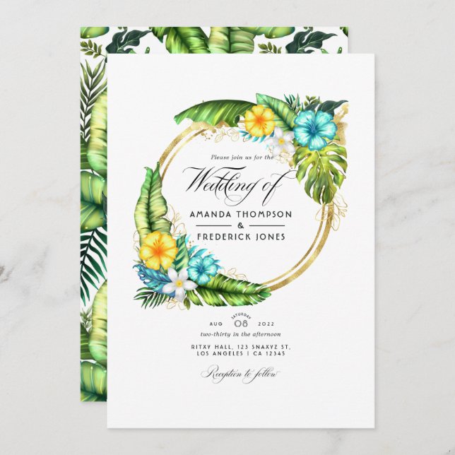 Invitation Aloha Tropical Summer Beach Wedding Photo (Devant / Derrière)
