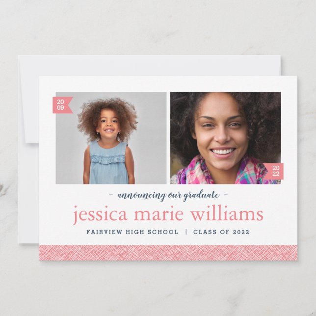 Invitation Alors et maintenant 2 Photo Graduation Party Invit (Devant)