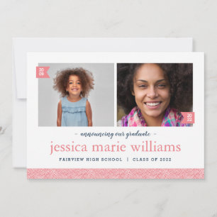 Invitation Alors et maintenant 2 Photo Graduation Party Invit