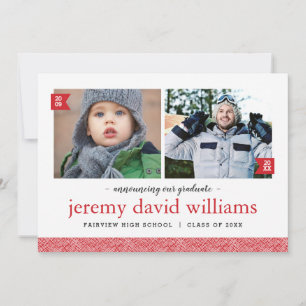 Invitation Alors et maintenant 2 Photo Graduation Party Invit