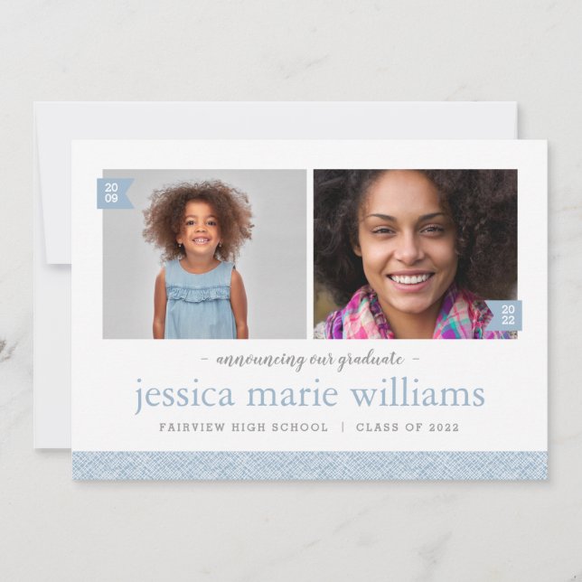 Invitation Alors et maintenant 2 Photo Graduation Party Invit (Devant)