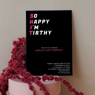 Invitation Alors Joyeux Je Suis Trente Funny Black Pink 30e A