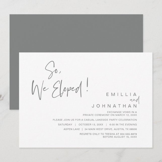 Invitation Alors, Nous Avons Été Invités, Mariage Elopement P (Devant / Derrière)