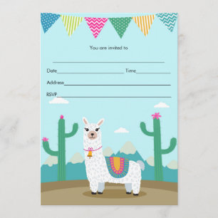 Invitation Alpaca llama Remplir En anniversaire de