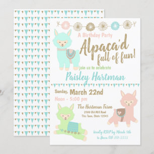 Invitation Alpaca plein d'amusement fête d'anniversaire