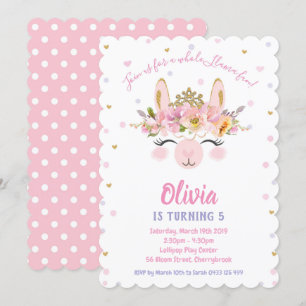 Invitation Alpaga de filles d'invitations d'anniversaire