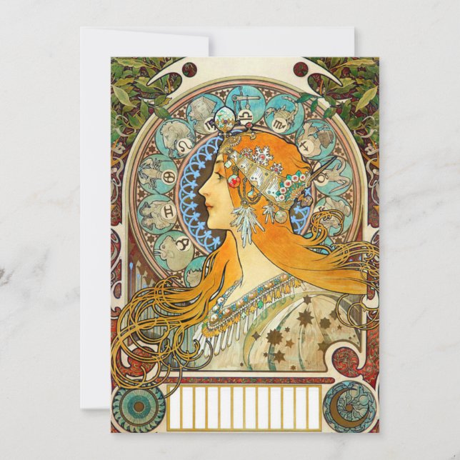 Invitation Alphonse Mucha Art Nouveau Zodiac (Devant)