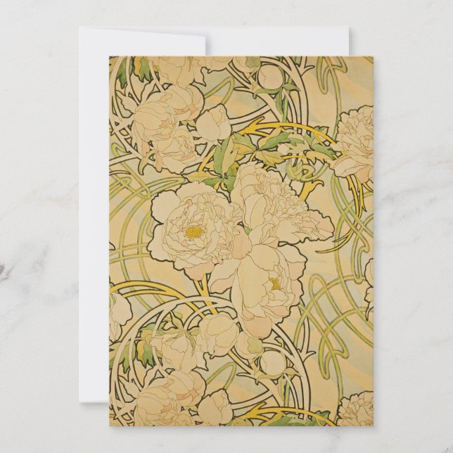 Invitation Alphonse Mucha - Pivoines (Devant)