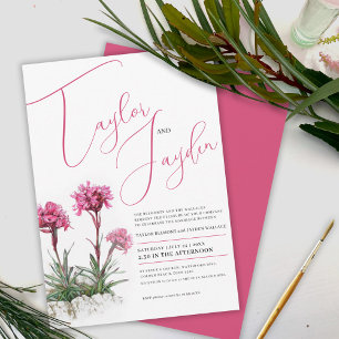 Invitation Alpine catchfly aquarelle rose fleurs mariage