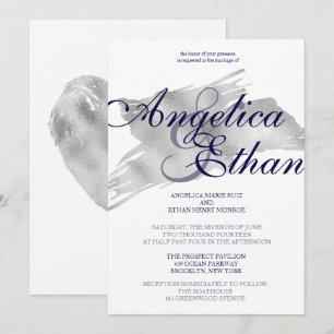 Invitation Aluminium argenté de Faux, mariage moderne