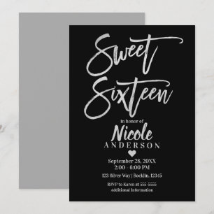 Invitation Aluminium de gris argenté du SWEET SIXTEEN 16 et