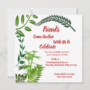 Invitation Amabilité Automne automne Vert feuillage Aquarelle