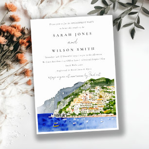 Invitation Amalfi Coast Italie Aquarelle Fiançailles Paysage