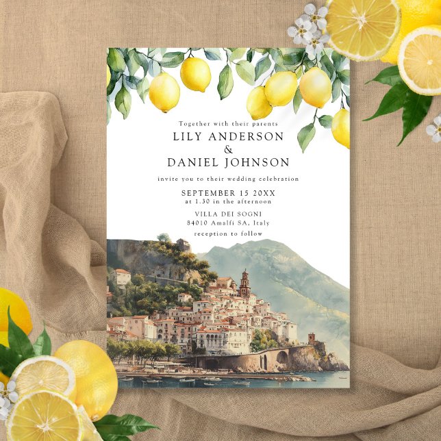 Invitation Amalfi Coast Lemons Italian Wedding (Amalfi Coast Lemons Italian Wedding Invitation)