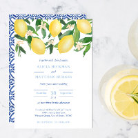 Amalfi Zesty Lemons Vintage Carreaux bleus Mariage