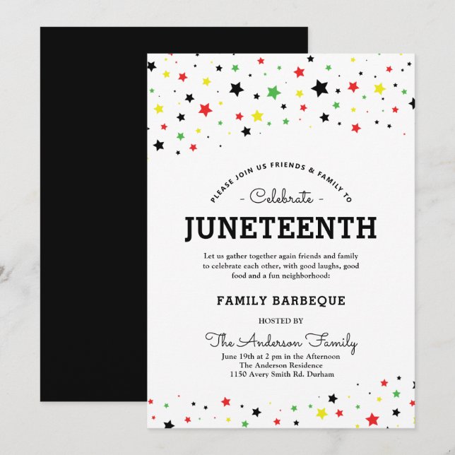 Invitation Amas d'étoiles | Evénement Juneteenth BRYG Colors (Devant / Derrière)