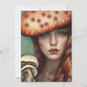 Invitation amateur d'artiste de champignon de rose rouge desi