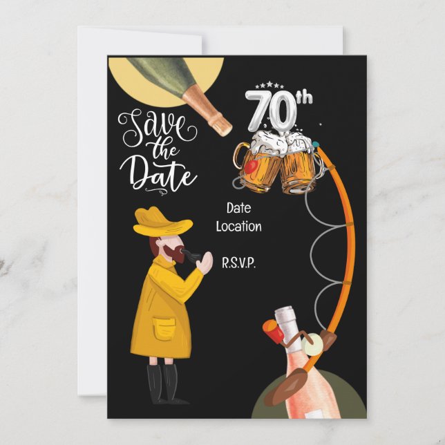 Invitation Amateurs de pêche 70e anniversaire (Devant)