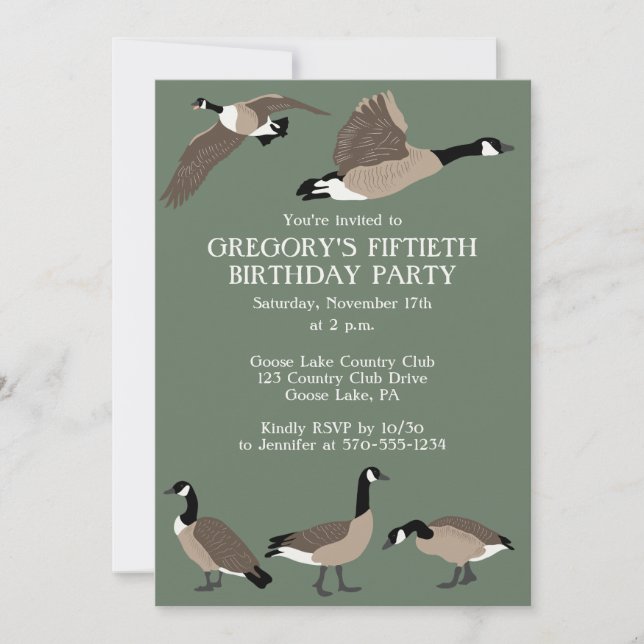 Invitation Amateurs d'oiseaux Canada Oies Fête d'anniversaire (Devant)