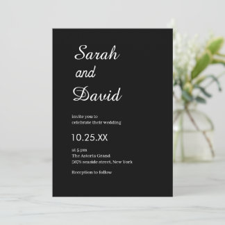 Invitation Amazone Police Neutre chic noir et blanc mariage
