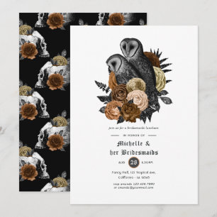 Invitation Amber Floral Owls Gothic Bridesmaids Déjeuner