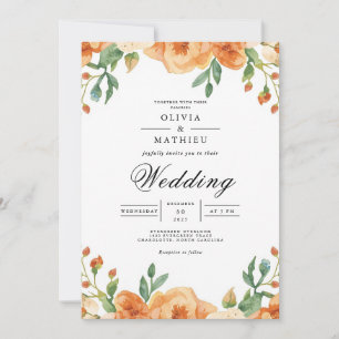 Invitation Amber Peach Floral Arch Mariage